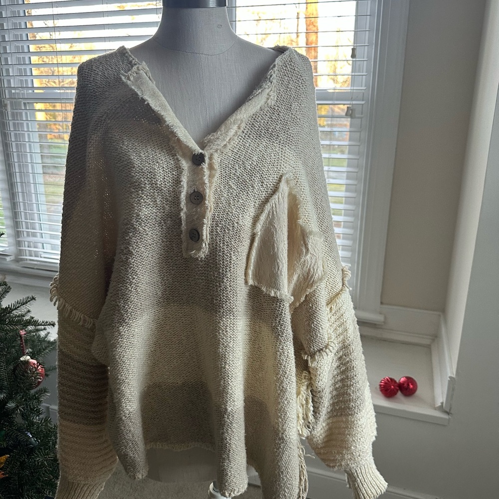 EUC Free People Road Trip Stripe Knit Henley - Picture 2 of 5